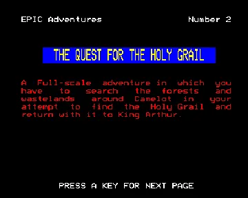 Quest for the Holy Grail, The - Epic Adventure 2 v1 (19xx)(Epic) screen shot title